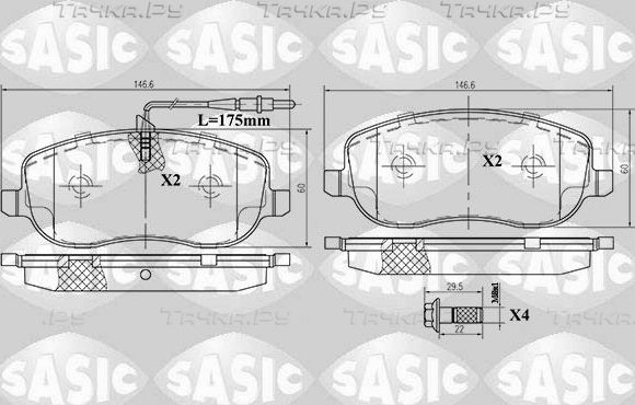 Тормозные колодки Sasic передние для Fiat Ulysse II 2002-2011. Артикул 6210029