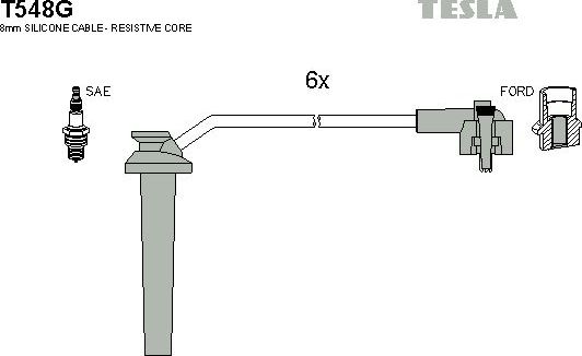 Высоковольтные провода (провода зажигания) (комплект) Tesla для Mazda MPV II (LW) 1999-2002. Артикул T548G