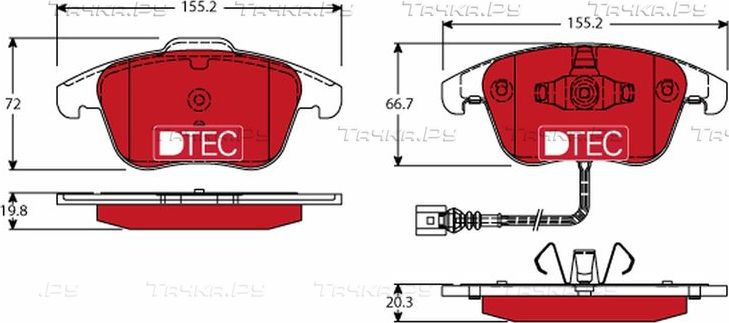 Тормозные колодки TRW DTEC COTEC передние для Audi Q3 I (8U) 2011-2018. Артикул GDB1762DTE