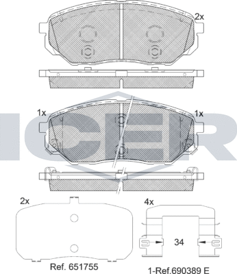 Тормозные колодки Icer. Артикул 182244