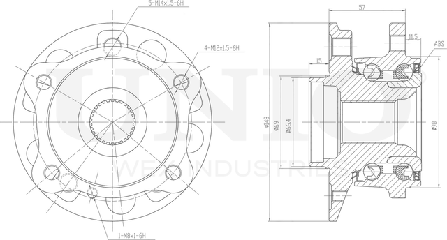 Ступица колеса с интегрированным подшипником (Unio). Артикул HUB-20196