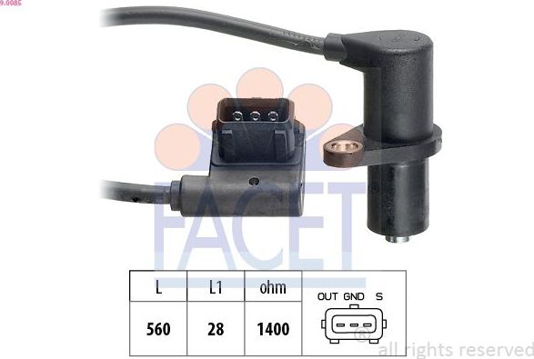 Датчик положения распредвала Facet Made in Italy - OE Equivalent. Артикул 9.0085