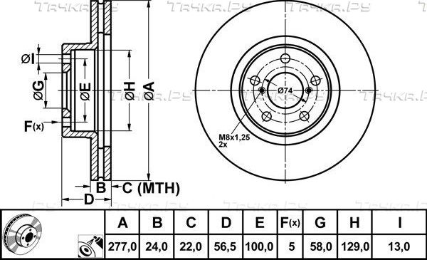 Тормозной диск FIT передний для Subaru Impreza I 1994-2000. Артикул FR0120V