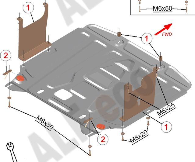 Защита алюминиевая Alfeco для картера и КПП Hyundai i30 II 2011-2015. Артикул ALF.11.27al