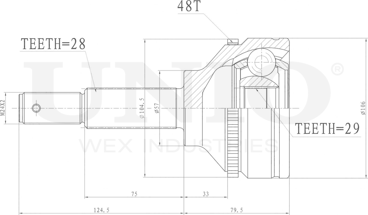 ШРУС наружный (Unio). Артикул CVJ-20166