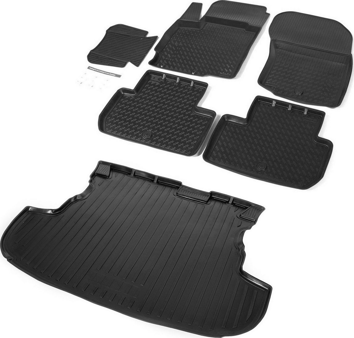 Комплект ковриков Rival для салона и багажника Mitsubishi Outlander III (багажник без органайзера) 2012-2018 2018-2026. Артикул K14002002-4