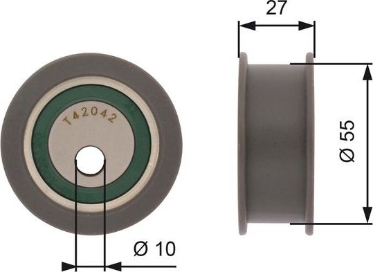 Натяжной ролик (натяжитель) ремня ГРМ Gates PowerGrip®. Артикул T42042A