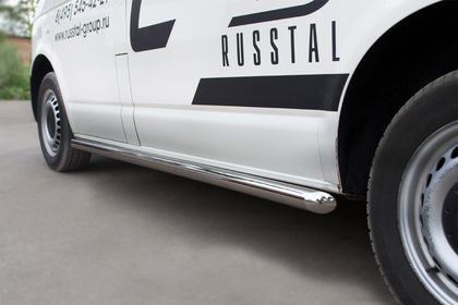 Защита порогов RusStal труба d63 (вариант 1) (правый) для Volkswagen Transporter T5 kasten 2003-2009. Артикул VTRZ-0006041
