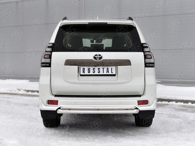 Защита RusStal заднего бампера d63 дуга-d42 дуга для Toyota Land Cruiser Prado 150 Black Onyx 2020-2026. Артикул LCPZ-003550