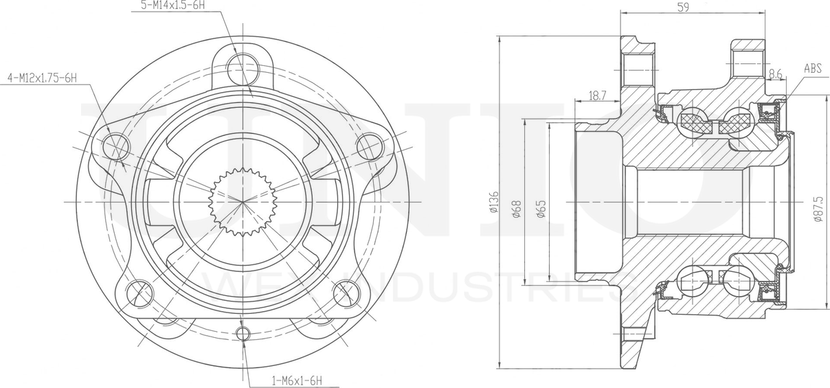 Ступица колеса с интегрированным подшипником (Unio). Артикул HUB-20161