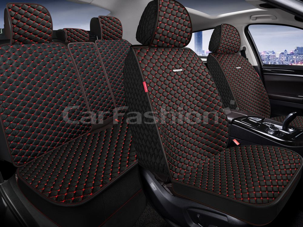 Накидки универсальные CarFashion Rancho Plus для авто, цвет Черный/Черный/Красный. Артикул 27355