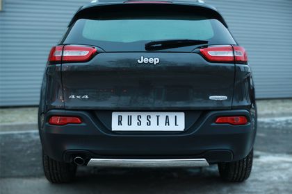 Защита RusStal заднего бампера d75х42 (дуга) для Jeep Cherokee KL 2014-2024. Артикул JCZ-001991