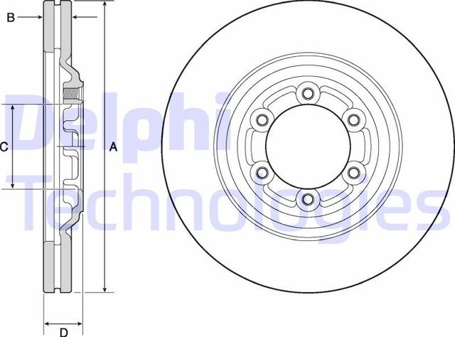 Тормозной диск Delphi передний для Isuzu D-Max II 2012-2020. Артикул BG4697C