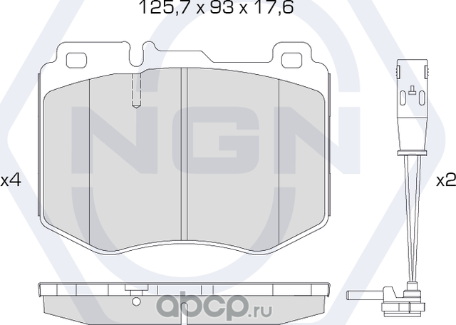 Колодки тормозные керамические, передние (NGN). Артикул 3502148