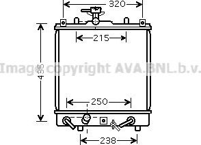 Радиатор охлаждения двигателя AVA для Subaru Justy III 2003-2007. Артикул SZ2095
