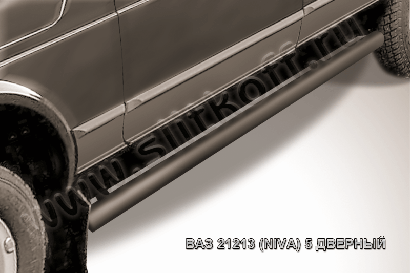 Пороги Slitkoff d76 труба для ВАЗ 21213 Нива, 4х4 5 дв. 1976-2026. Артикул Nivd006B