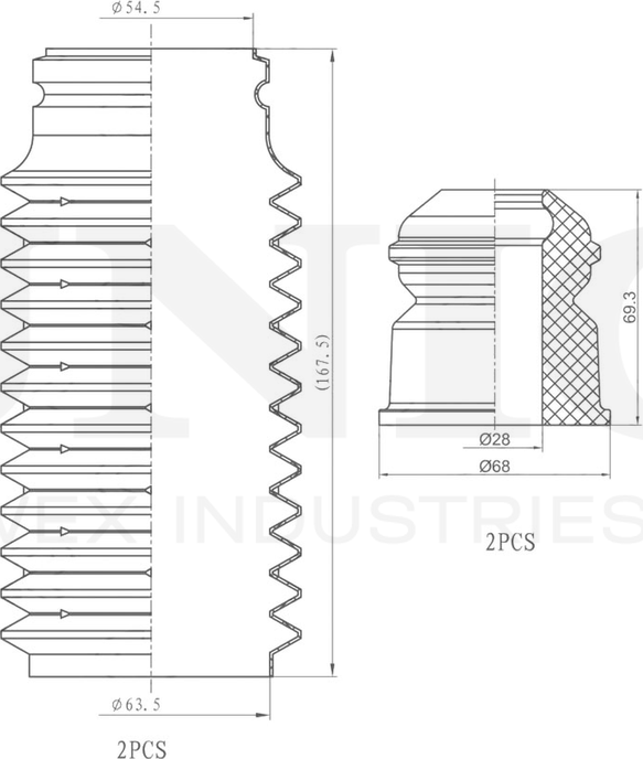 Отбойник и пыльник амортизатора, комплект (Unio). Артикул DUC-50029