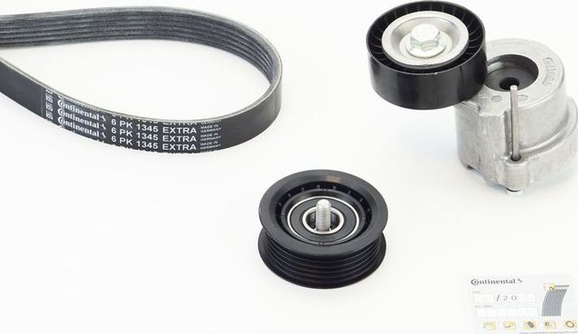 Приводной ремень поликлиновой с роликами (комплект) ContiTech для Jeep Compass II 2016-2026. Артикул 6PK1345 EXTRA K1