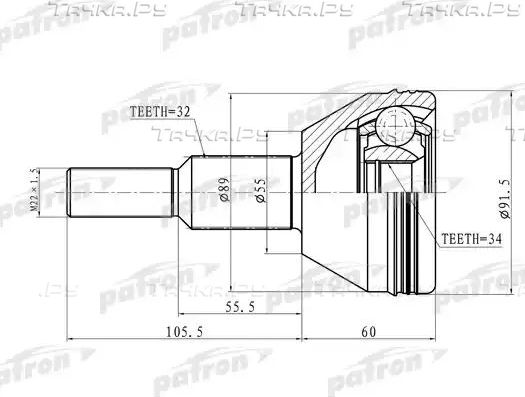 Шрус наружный (граната) Patron. Артикул PCV6908