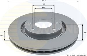 Тормозной диск Comline передний для Citroen C3 II 2009-2016. Артикул ADC1518V