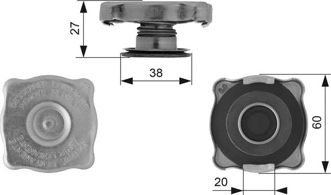 Крышка радиатора Gates. Артикул RC129