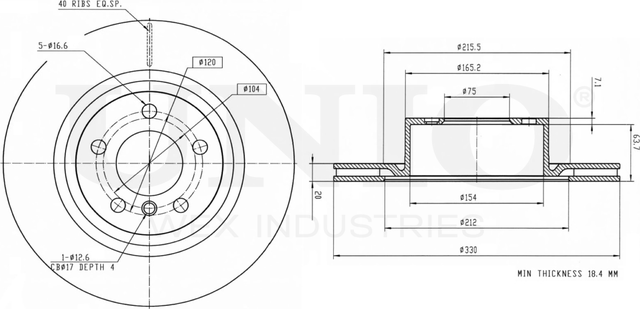 Диск тормозной (Unio). Артикул BRD-20466