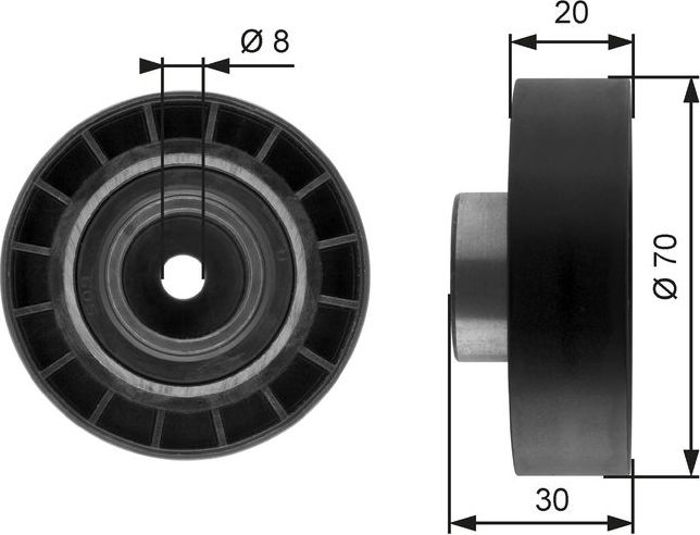 Натяжной ролик (натяжитель) приводного поликлинового ремня Gates DriveAlign®. Артикул T39059