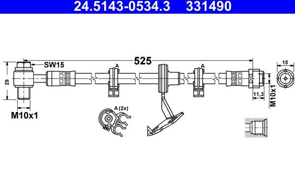 Тормозной шланг ATE. Артикул 24.5143-0534.3