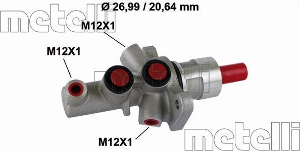 Тормозной цилиндр главный Metelli (алюминий). Артикул 05-0858