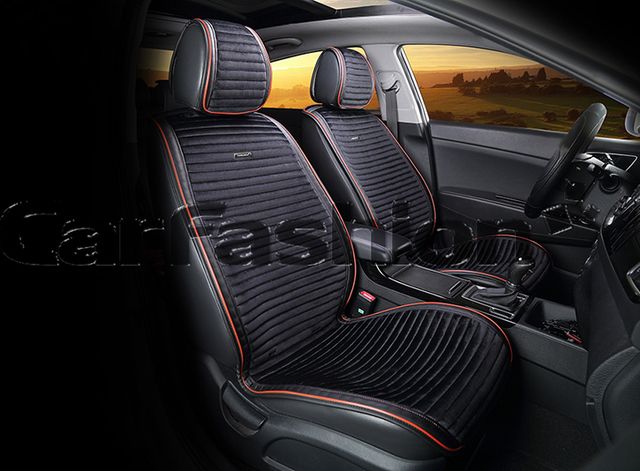 Накидки универсальные CarFashion Monaco на переднее сидения авто, цвет Черный/Черный/Красный/Красный. Артикул 21819