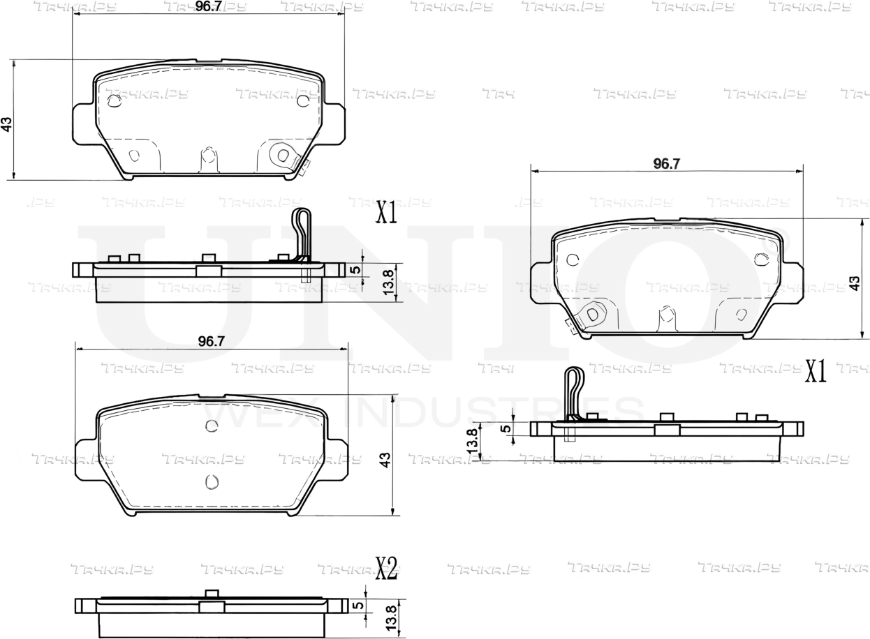Колодки тормозные дисковые, комплект (Unio). Артикул BRP-20053