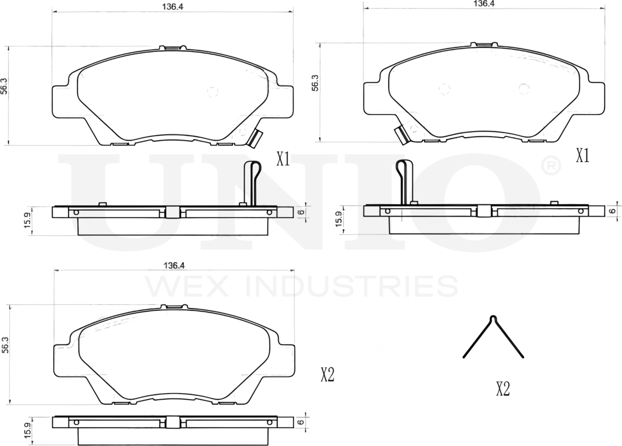 Колодки тормозные дисковые, комплект (Unio). Артикул BRP-20324