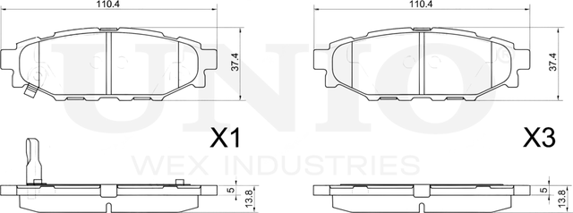 Колодки тормозные дисковые, комплект (Unio). Артикул BRP-20375