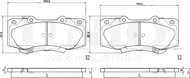 Колодки тормозные дисковые, комплект (Unio). Артикул BRP-20003