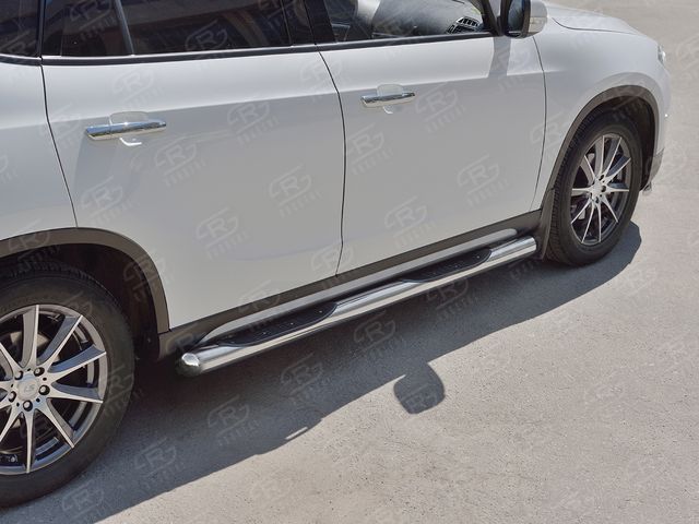 Защита порогов RusStal труба d76 с накладкой (Вариант 3) для Brilliance V5 2014-2026. Артикул BV5T-0027043