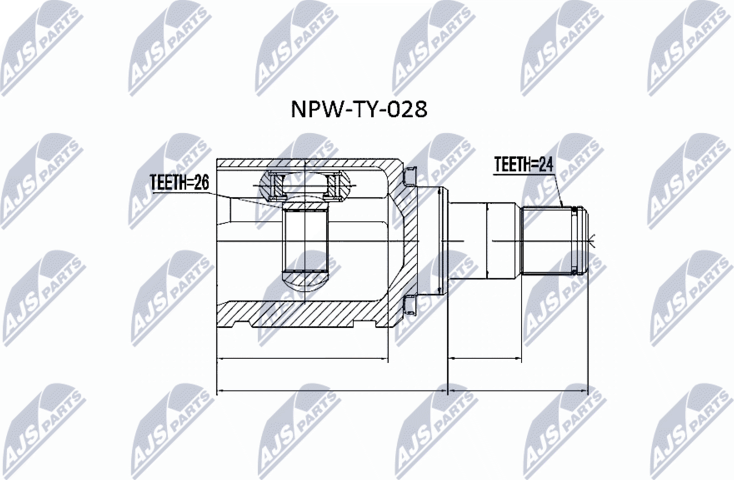 Шрус внутренний (граната) NTY. Артикул NPW-TY-028