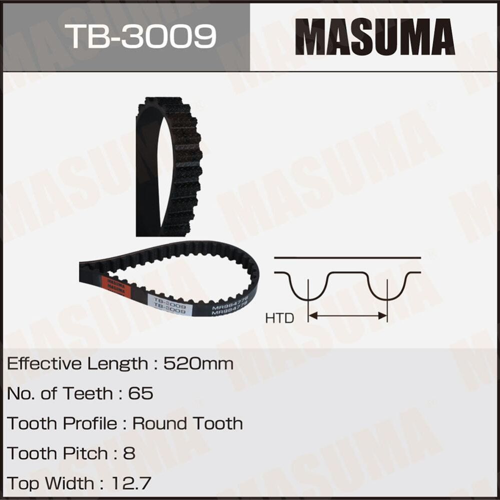 Ремень ГРМ MASUMA, 4D68, 4D68T, 4G63, 4G63T, 4G64, 4G69, 4G64S4N Masuma. Артикул TB3009