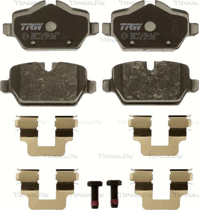 Тормозные колодки TRW COTEC задние для BMW 1 I (E81/E82/E87/E88) 2004-2012. Артикул GDB1612