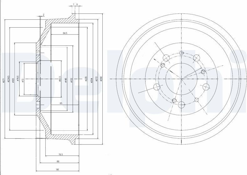 Тормозной барабан Delphi задний для Citroen C25 1981-1994. Артикул BF153