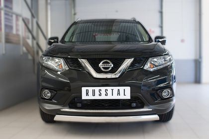 Защита RusStal переднего бампера d75х42 (дуга) для Nissan X-Trail T32 2015-2018. Артикул NXZ-002085