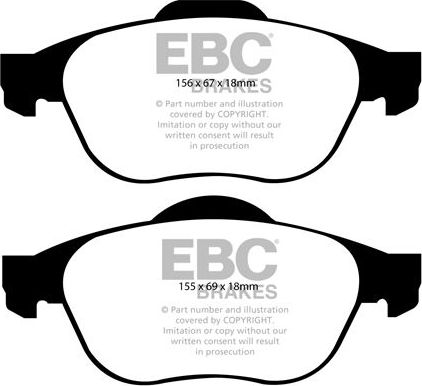 Тормозные колодки EBC Brakes передние для Renault Megane II 2002-2009. Артикул DP21958