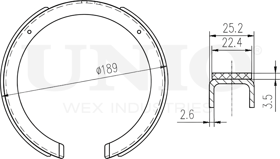 Колодки тормозные барабанные, комплект (Unio). Артикул BRP-10106