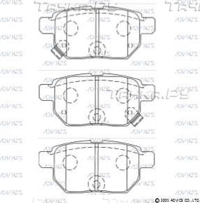 Тормозные колодки Advics задние для Toyota Prius III 2011-2015. Артикул SN953P