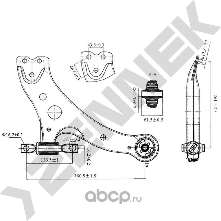 РЫЧАГ ПЕРЕДНИЙ ЛЕВЫЙ TOYOTA CAMRY MCV30 02 (Zennek). Артикул DCA0110