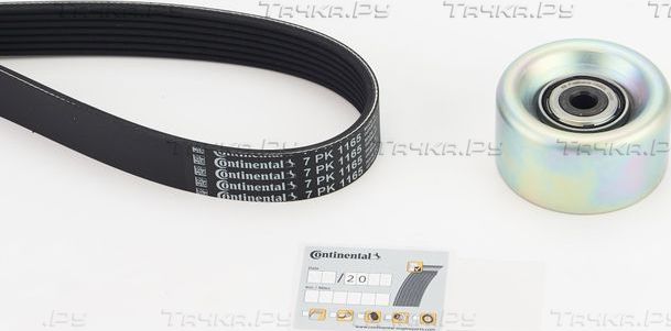 Приводной ремень поликлиновой с роликами (комплект) ContiTech. Артикул 7PK1165K1