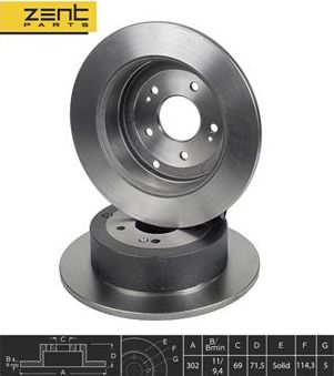 Тормозной диск Zentparts. Артикул Z06163