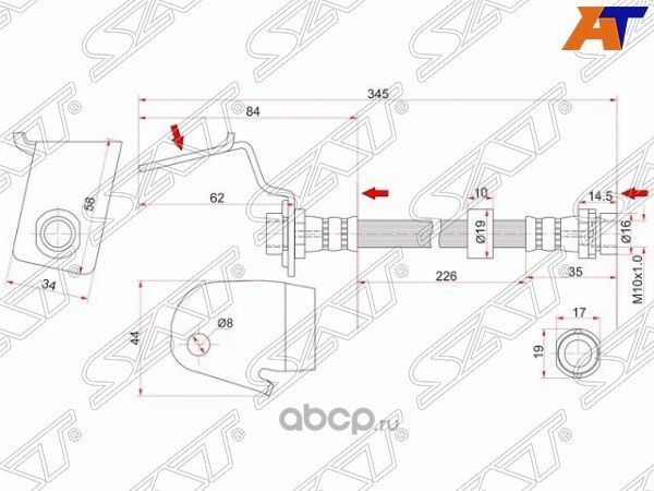 Шланг тормозной задний Таиланд MAZDA TRIBUTEFOR (SAT). Артикул STEC014382XA