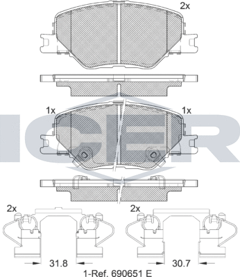 Тормозные колодки Icer передние для Opel Insignia II 2017-2026. Артикул 182332