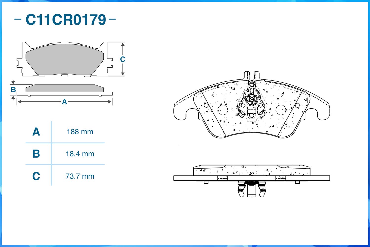 Колодки тормозные передние (Low Metallic) (Cworks). Артикул C11CR0179