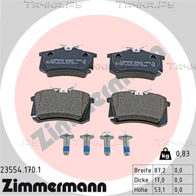 Тормозные колодки Zimmermann задние для SEAT Leon IV 2019-2026. Артикул 23554.170.1